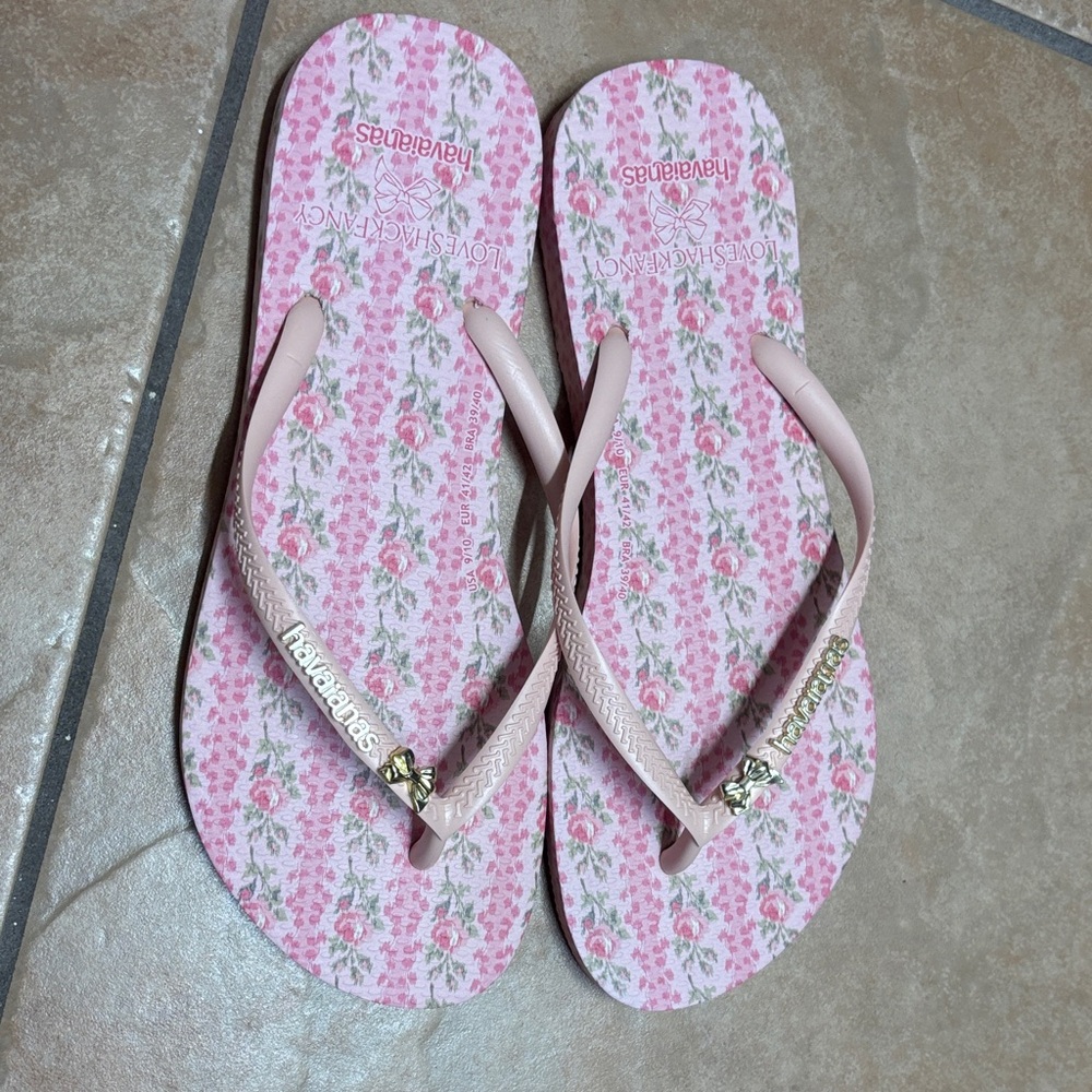 LoveShackFancy x Havaianas Pink Floral Flip Flops